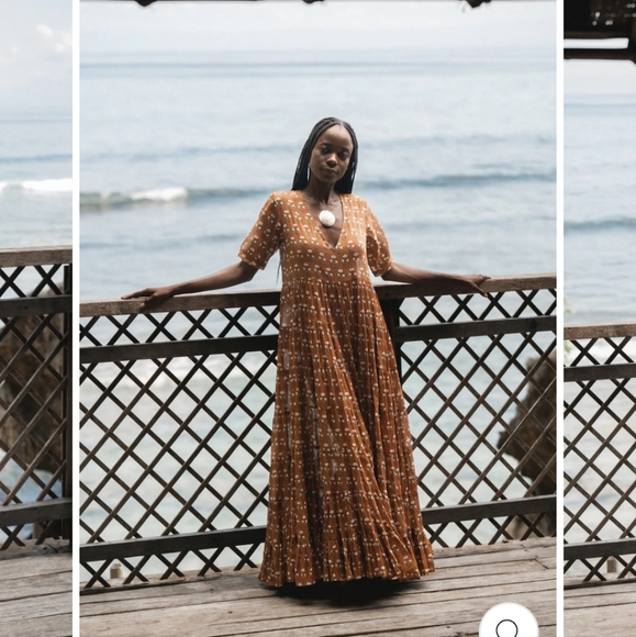 Daughters of India Chaaya Maxi Dress in Chai Cotton tiered vneck maxi dress - Picture 3 of 13